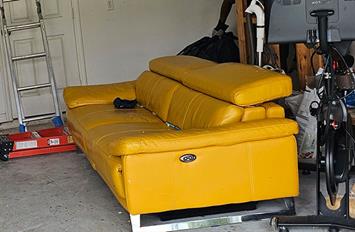 old sofa in garage
